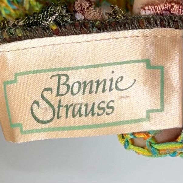 BONNIE STRAUSS Vintage 1990s Crochet Slip Dress, Stretchy Knit Midi Gown
