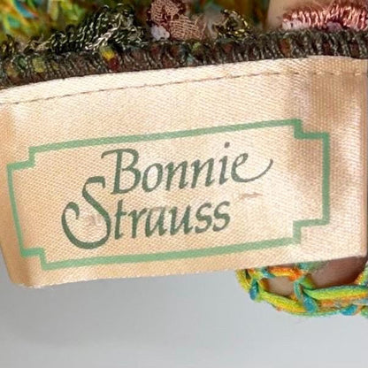 BONNIE STRAUSS Vintage 1990s Crochet Slip Dress, Stretchy Knit Midi Gown