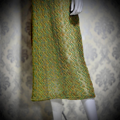 BONNIE STRAUSS Vintage 1990s Crochet Slip Dress, Stretchy Knit Midi Gown