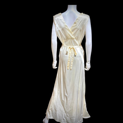DuBARRY Vintage 1930s nightgown slip Dress, Pearl Bias Cut Shiny Lingerie Dress