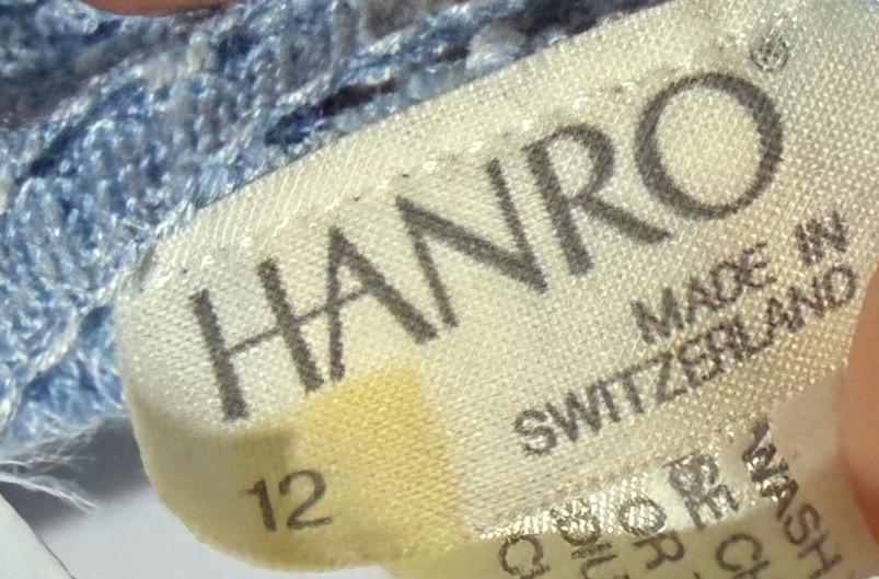 HANRO vintage nightgown maxi dress, Marshall Field & Co 1940s blue open knit house dress