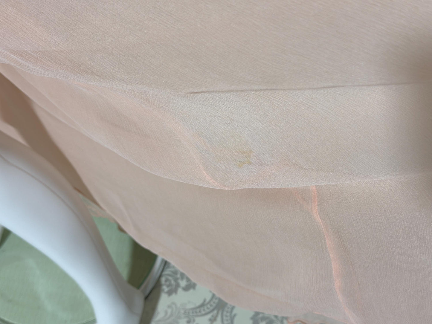 1930s Vintage silk dressing gown robe, peachy pink silk chiffon housecoat lingerie dress