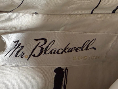 MR BLACKWELL CUSTOM Vintage 1960s linen coat, Black linen silk combo Spring Dress coat