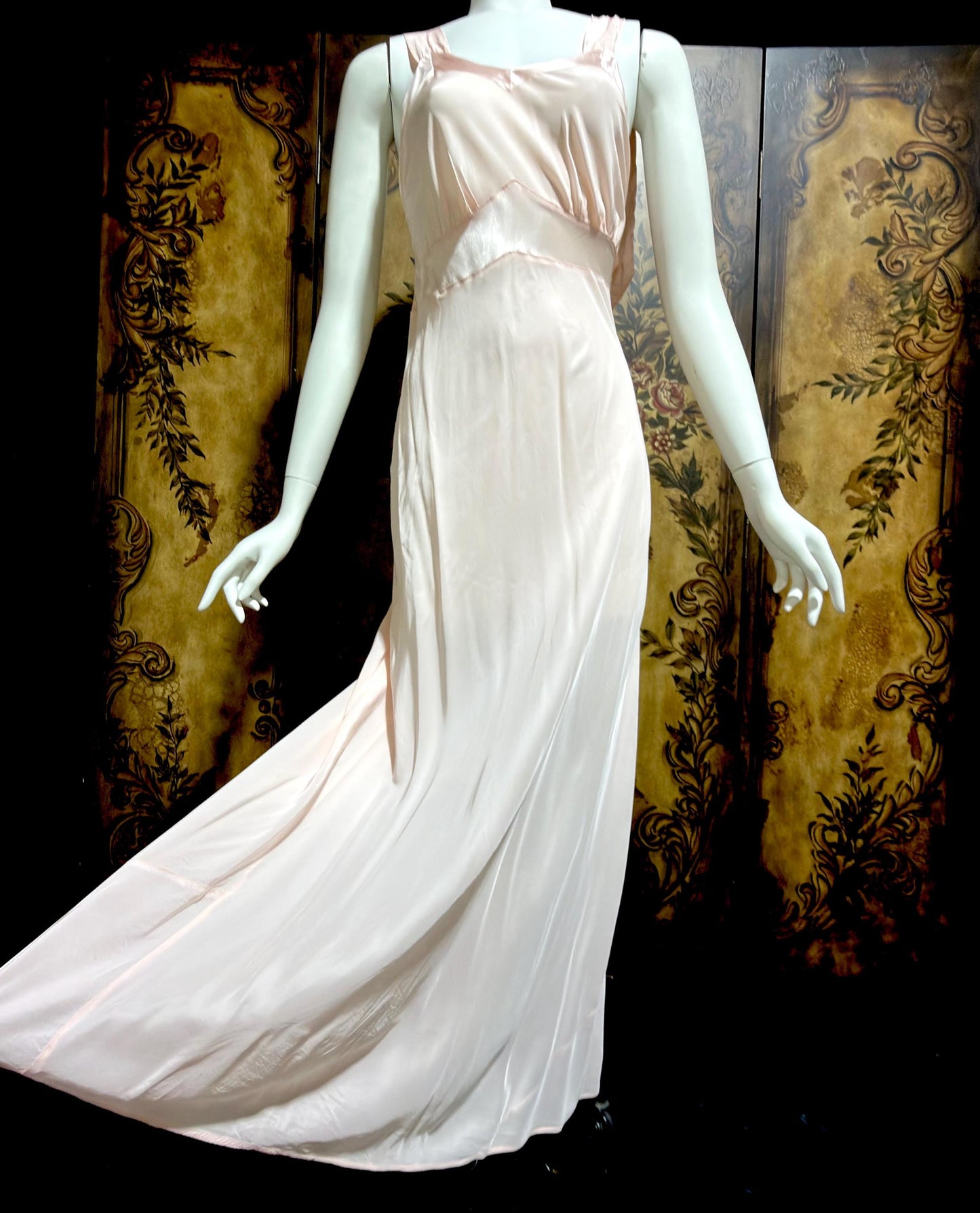 Rhythm Romancer vintage 1930s Nightgown Slip Dress, Baby pink night lingerie dress