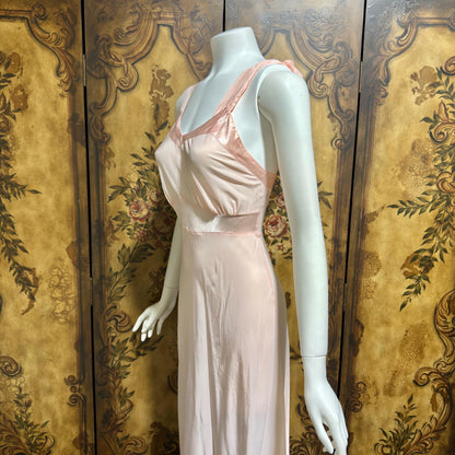 Rhythm Romancer vintage 1930s Nightgown Slip Dress, Baby pink night lingerie dress