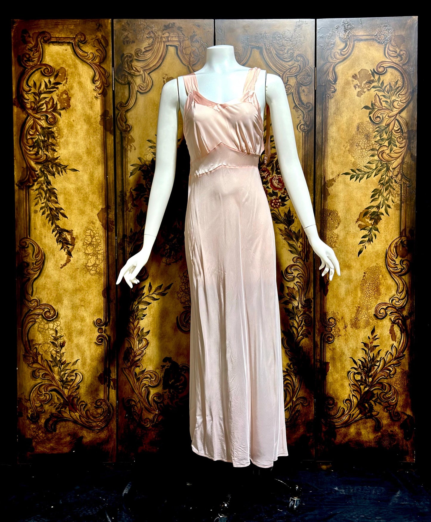Rhythm Romancer vintage 1930s Nightgown Slip Dress, Baby pink night lingerie dress