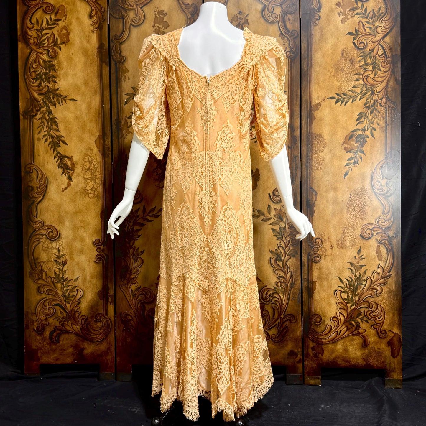 BECKY BISOULIS Vintage 1980s wedding dress, antique lace tea length dress