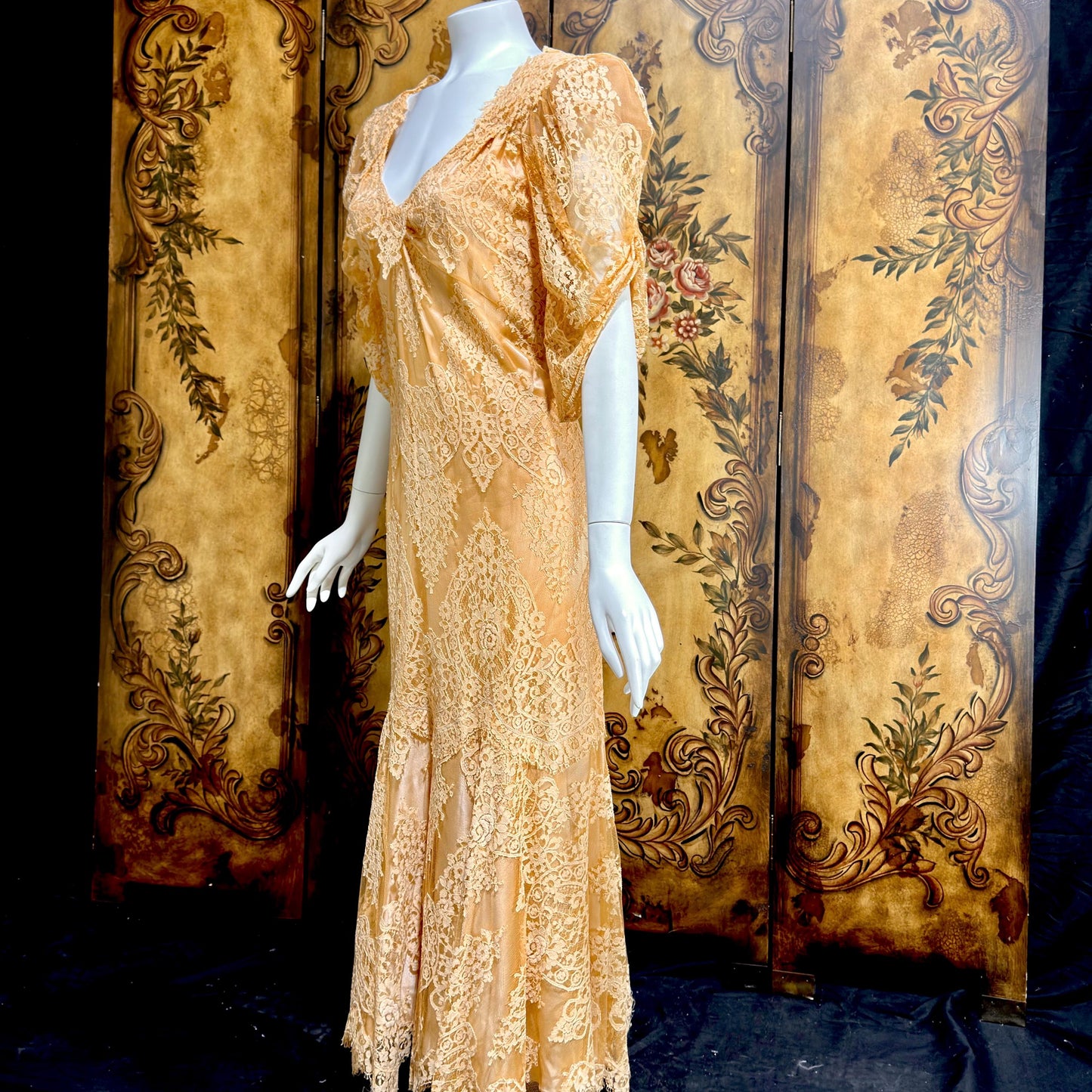 BECKY BISOULIS Vintage 1980s wedding dress, antique lace tea length dress