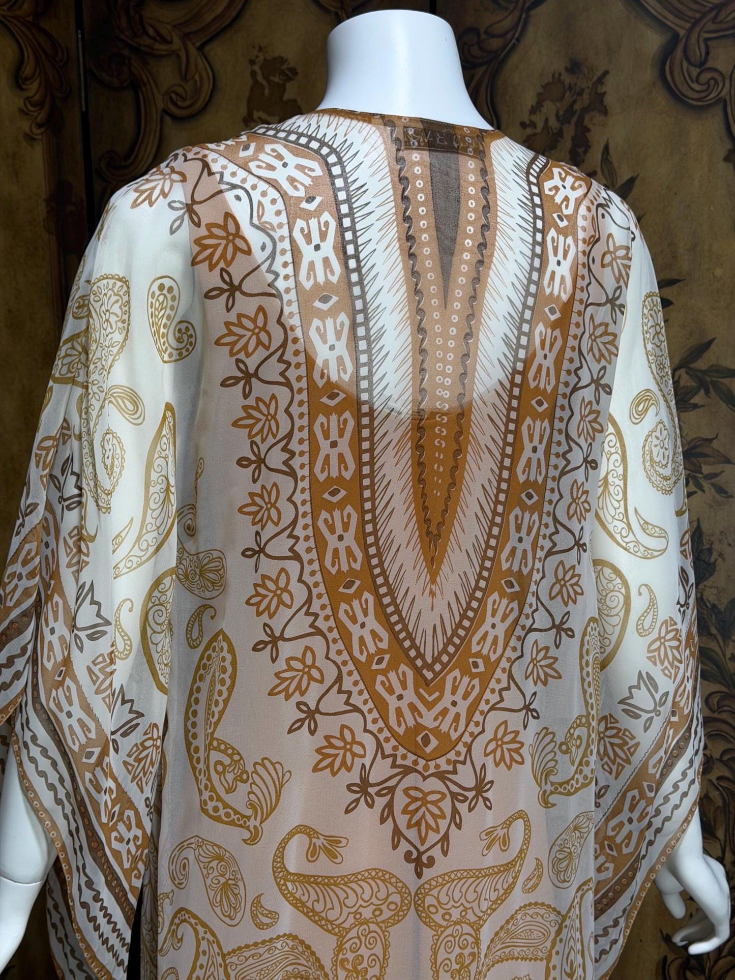 AJ BARI Vintage 1970s caftan dress, hippie boho maxi house dress kaftan