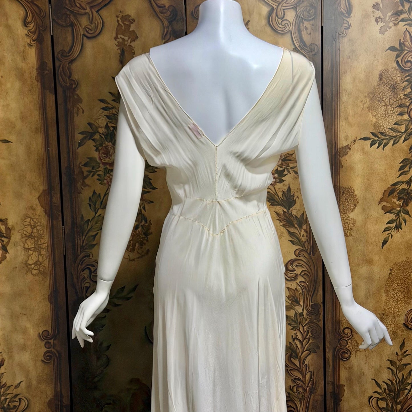 KRISTINA Vintage 1930s Silk Slip Dress, PURE SILK Handmade white bias cut lingerie gown