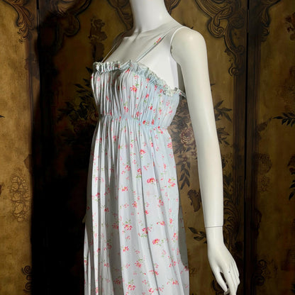 by IRIS, 1940s vintage Nightgown slip dress, Sylvia Pedlar, Babydoll floral print Lingerie dress