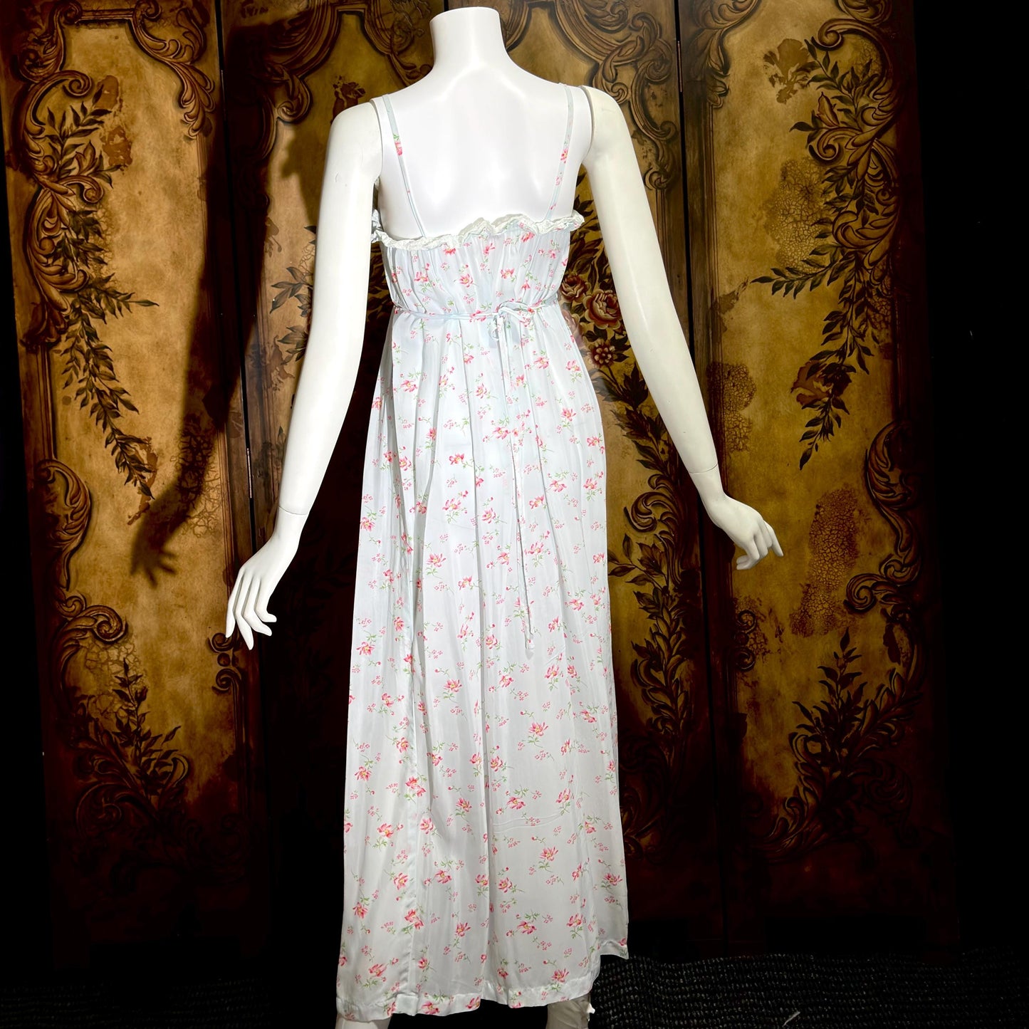 by IRIS, 1940s vintage Nightgown slip dress, Sylvia Pedlar, Babydoll floral print Lingerie dress