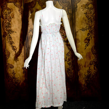 by IRIS, 1940s vintage Nightgown slip dress, Sylvia Pedlar, Babydoll floral print Lingerie dress