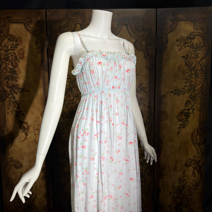 by IRIS, 1940s vintage Nightgown slip dress, Sylvia Pedlar, Babydoll floral print Lingerie dress