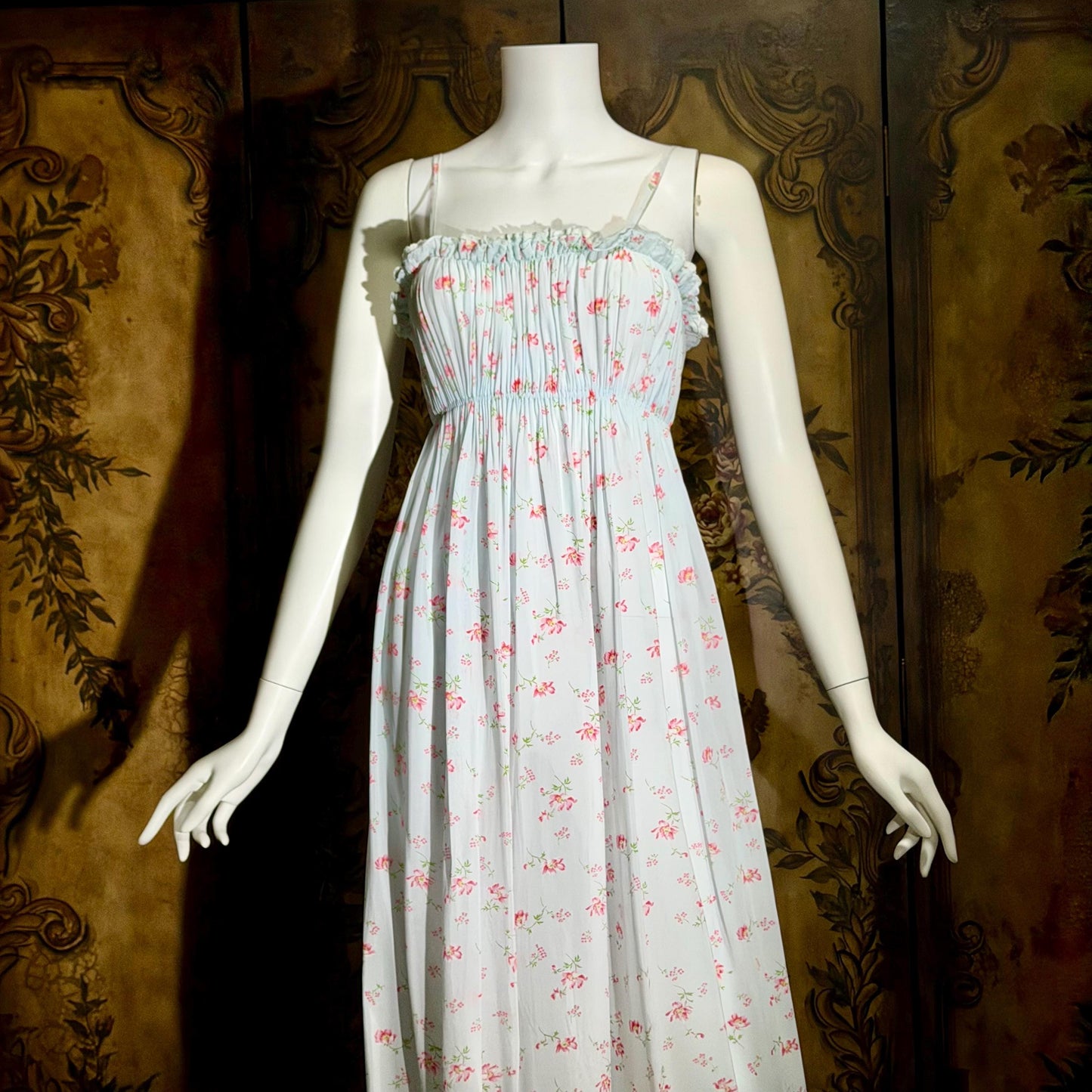 by IRIS, 1940s vintage Nightgown slip dress, Sylvia Pedlar, Babydoll floral print Lingerie dress