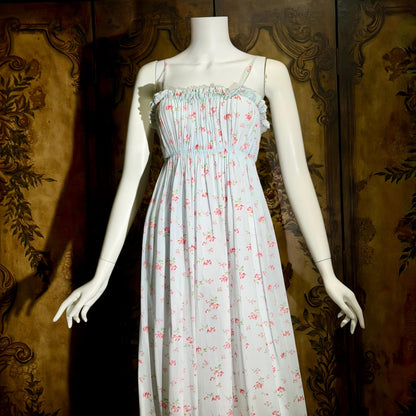 by IRIS, 1940s vintage Nightgown slip dress, Sylvia Pedlar, Babydoll floral print Lingerie dress