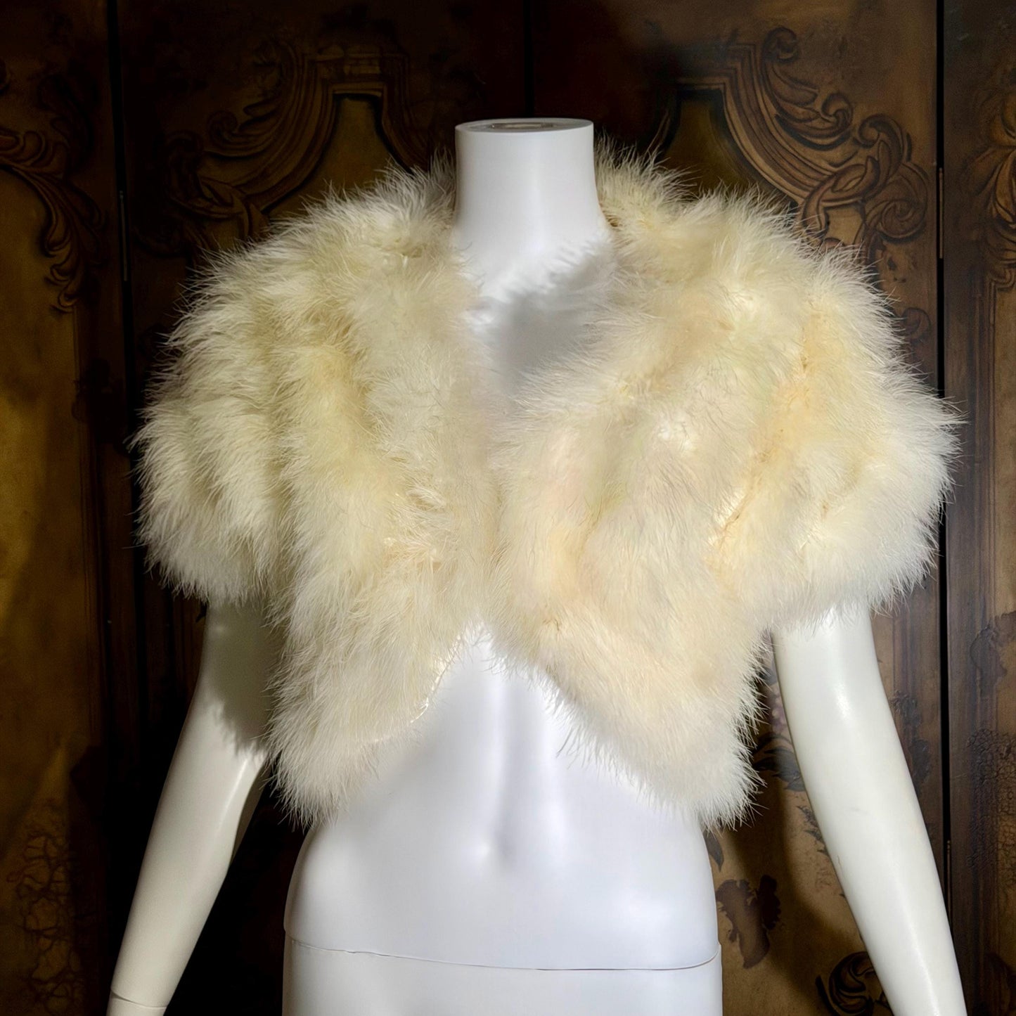 LILLIE RUBIN Vintage Marabou Feather Cropped Jacket, 1980s Snowy White Bridal Wedding Evening Topper