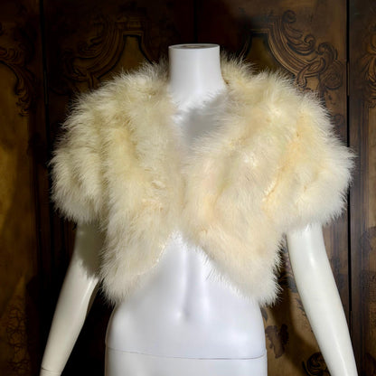 LILLIE RUBIN Vintage Marabou Feather Cropped Jacket, 1980s Snowy White Bridal Wedding Evening Topper