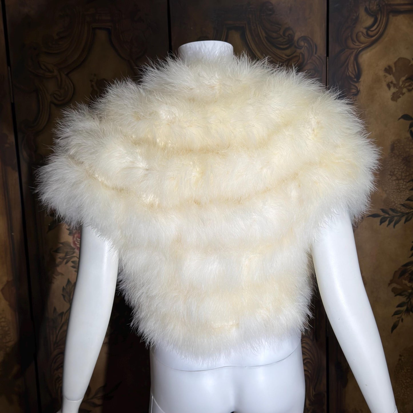 LILLIE RUBIN Vintage Marabou Feather Cropped Jacket, 1980s Snowy White Bridal Wedding Evening Topper