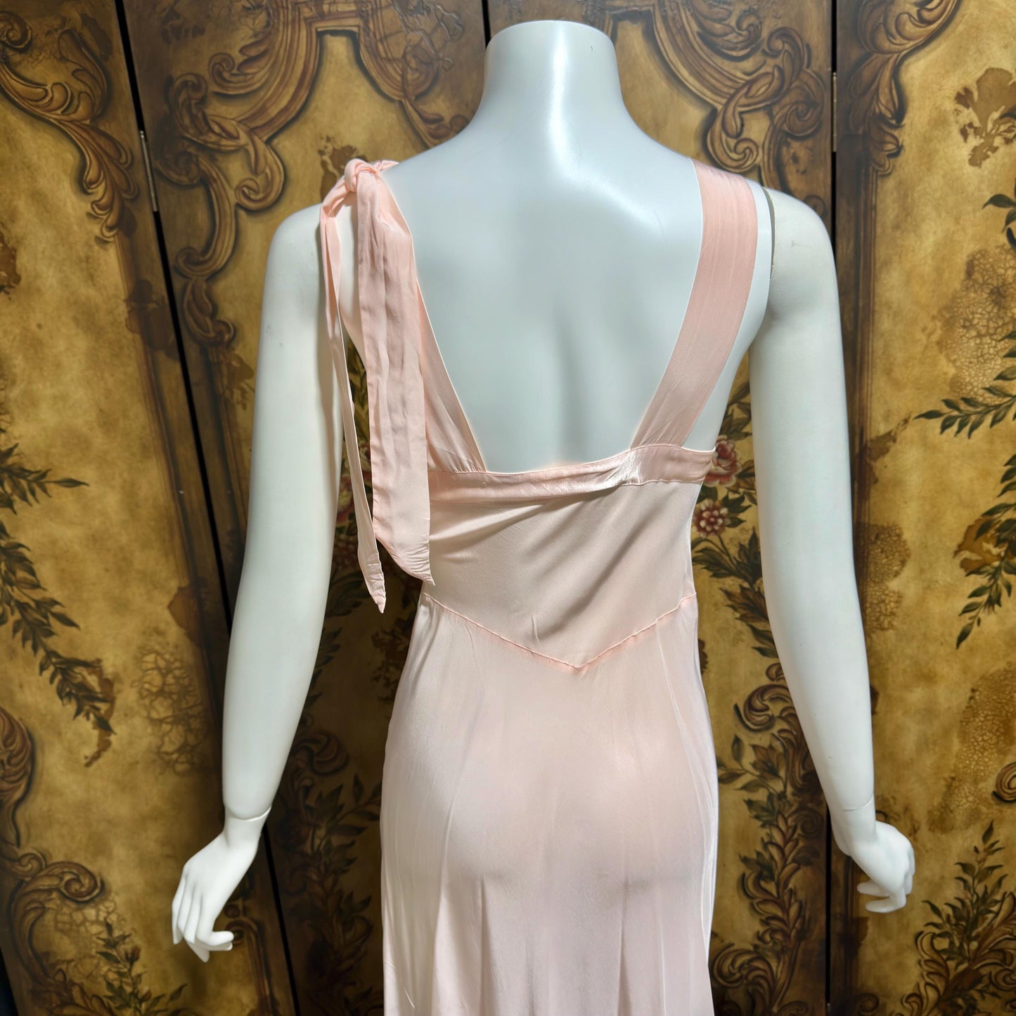 Rhythm Romancer vintage 1930s Nightgown Slip Dress, Baby pink night lingerie dress