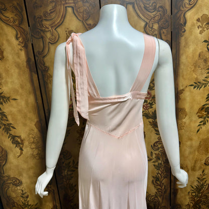 Rhythm Romancer vintage 1930s Nightgown Slip Dress, Baby pink night lingerie dress