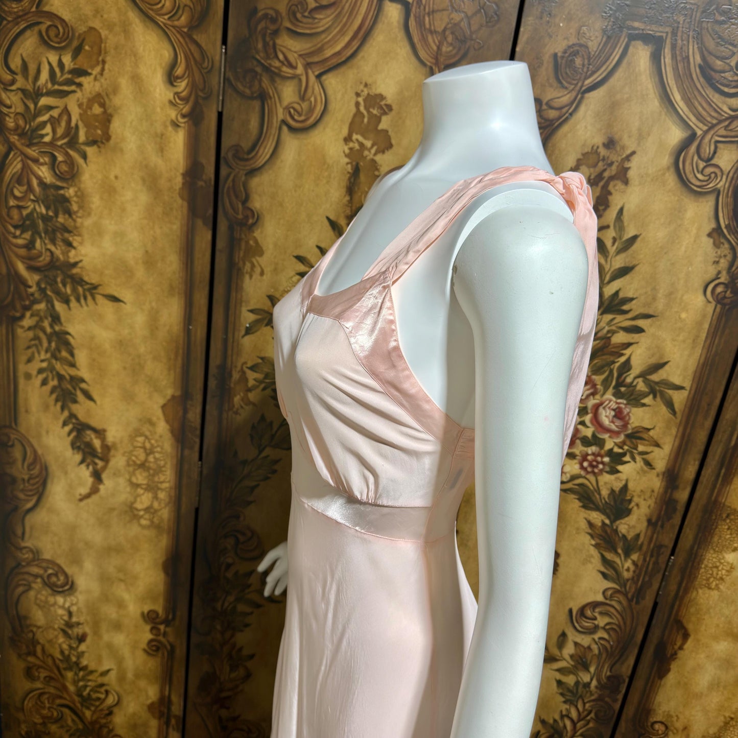 Rhythm Romancer vintage 1930s Nightgown Slip Dress, Baby pink night lingerie dress