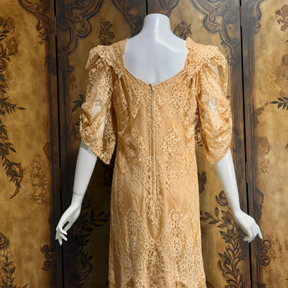 BECKY BISOULIS Vintage 1980s wedding dress, antique lace tea length dress