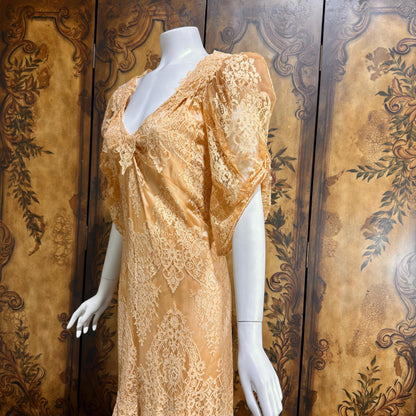 BECKY BISOULIS Vintage 1980s wedding dress, antique lace tea length dress