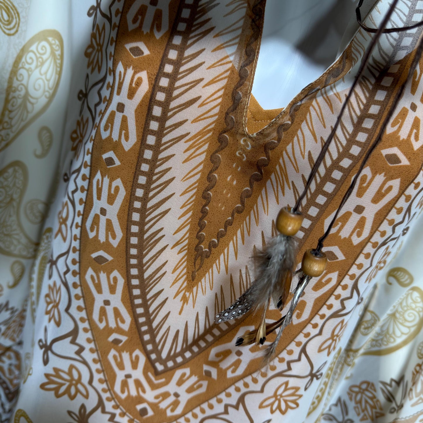 AJ BARI Vintage 1970s caftan dress, hippie boho maxi house dress kaftan