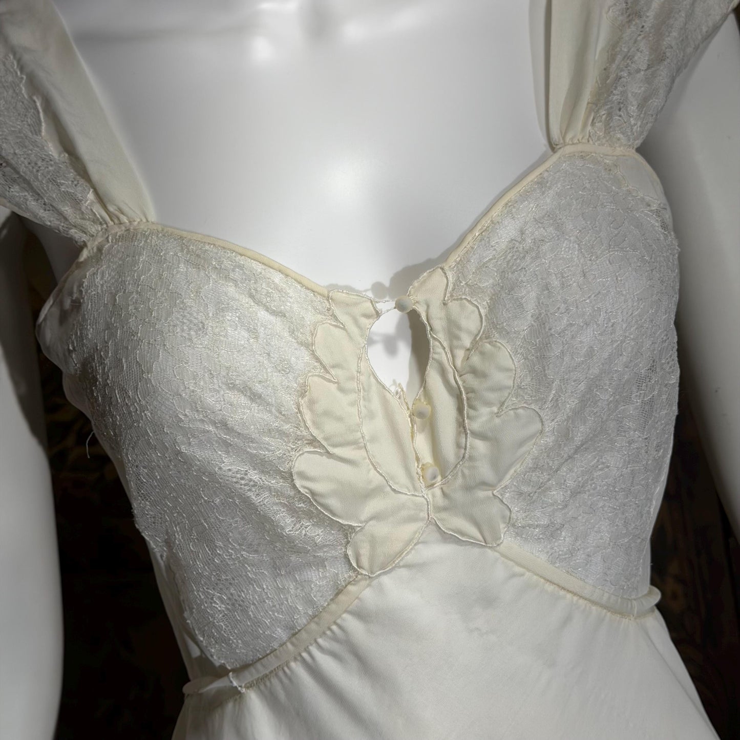 1950s Vintage Nightgown Slip Dress, Custom Made White Wedding Lingerie Dress