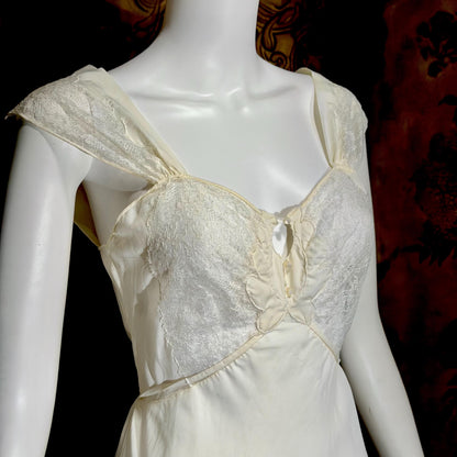 1950s Vintage Nightgown Slip Dress, Custom Made White Wedding Lingerie Dress