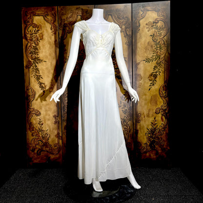 1950s Vintage Nightgown Slip Dress, Custom Made White Wedding Lingerie Dress