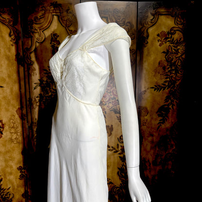 1950s Vintage Nightgown Slip Dress, Custom Made White Wedding Lingerie Dress