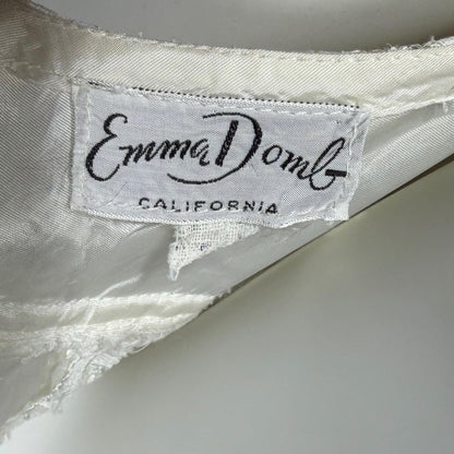 EMMA DOMB vintage wedding dress gown, 1950s white lace tulle mermaid gown