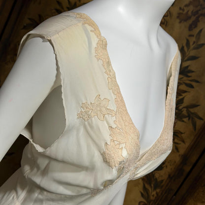KRISTINA Vintage 1930s Silk Slip Dress, PURE SILK Handmade white bias cut lingerie gown