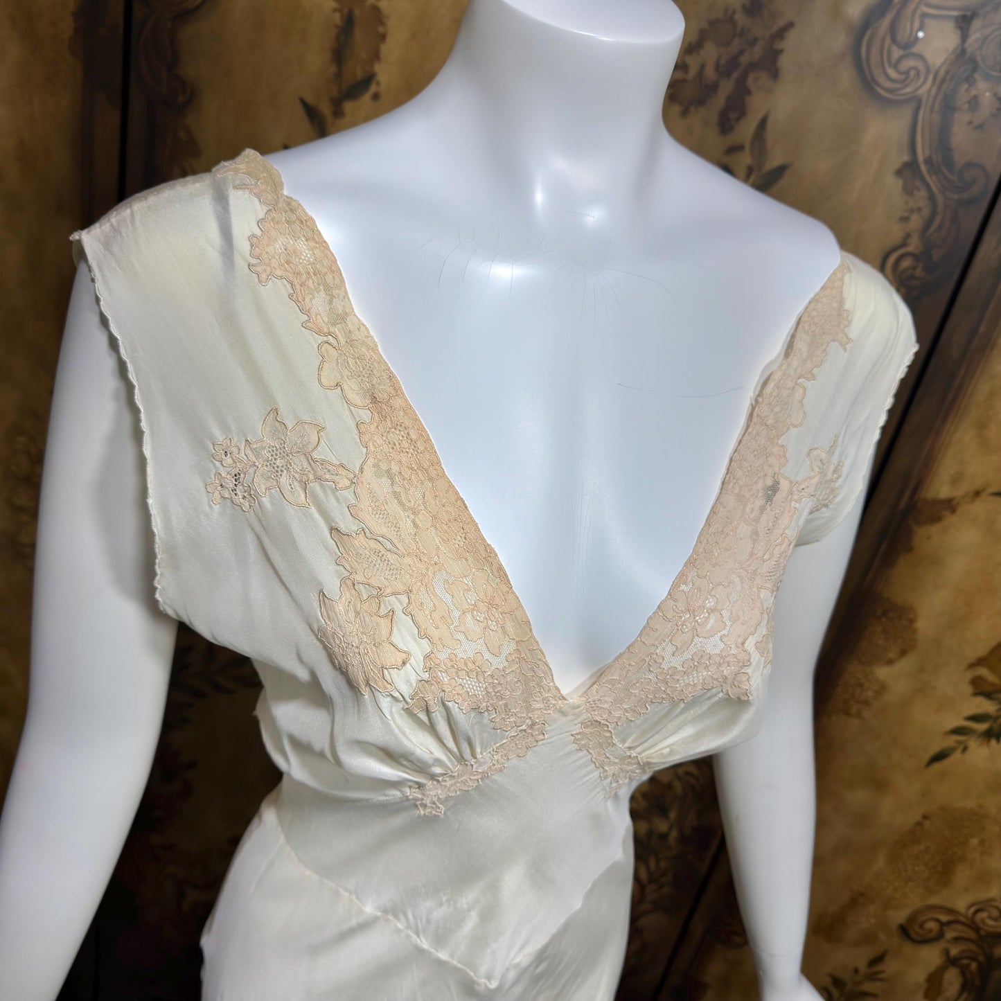 KRISTINA Vintage 1930s Silk Slip Dress, PURE SILK Handmade white bias cut lingerie gown