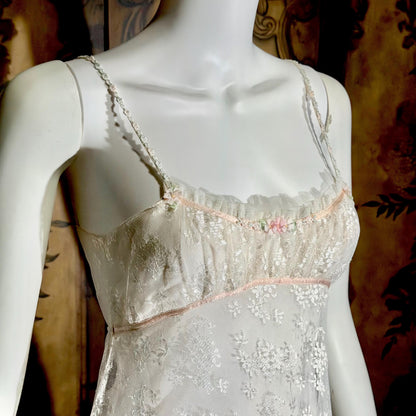 JONQUIL vintage nightgown slip dress, 1990s NEIMAN MARCUS white lace bridal wedding lingerie gown