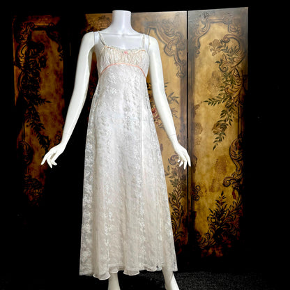 JONQUIL vintage nightgown slip dress, 1990s NEIMAN MARCUS white lace bridal wedding lingerie gown