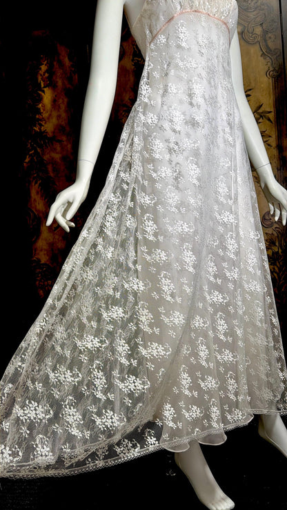 JONQUIL vintage nightgown slip dress, 1990s NEIMAN MARCUS white lace bridal wedding lingerie gown