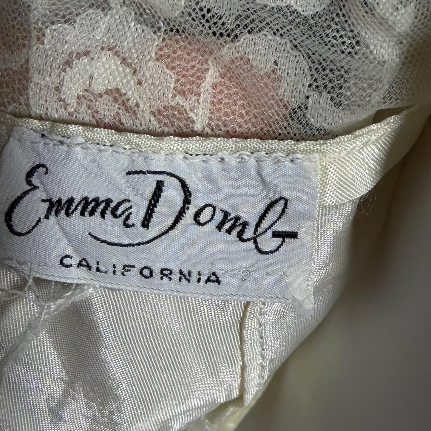 EMMA DOMB vintage 1950s evening prom dress, White Lace Cupcake Party Short Wedding dress