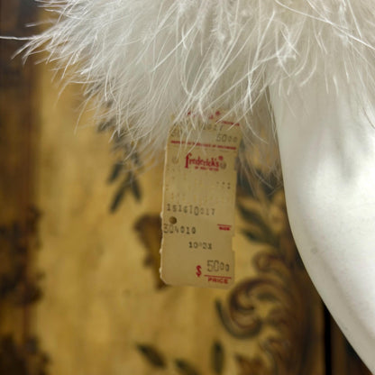 FREDERICKS OF HOLLYWOOD vintage 1970s dressing gown robe, white nylon marabou wrap house coat
