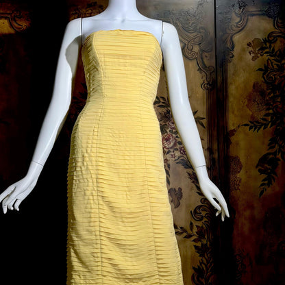 SUZY PERETTE Vintage evening dress, 1950s Yellow wiggle cocktail dress