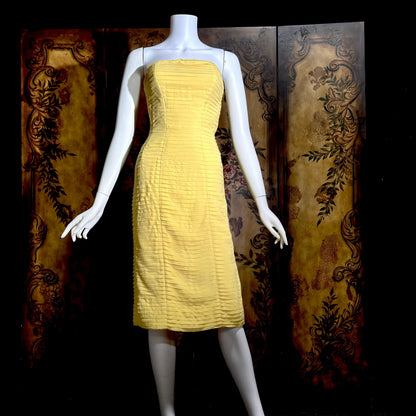 SUZY PERETTE Vintage evening dress, 1950s Yellow wiggle cocktail dress