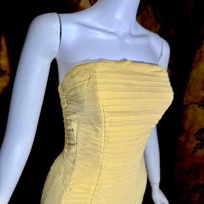 SUZY PERETTE Vintage evening dress, 1950s Yellow wiggle cocktail dress