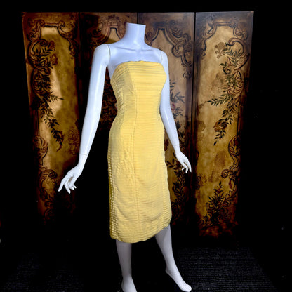 SUZY PERETTE Vintage evening dress, 1950s Yellow wiggle cocktail dress