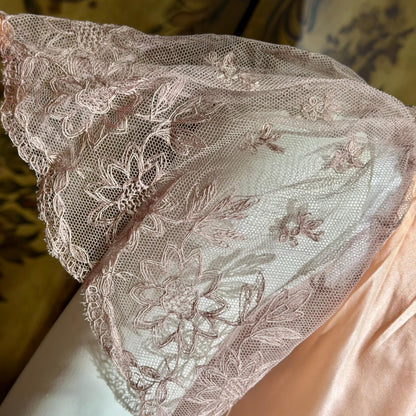 ROLAND MODES vintage 1930s Nightgown slip dress, peachy pink silk bias cut lingerie dress