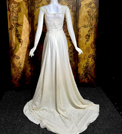 PRONOVIAS vintage wedding dress gown, Y2K white beaded sheath slip dress