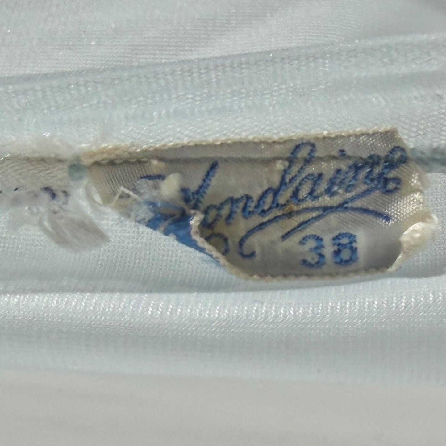 MONDAINE vintage 1940s Nightgown Slip Dress, powder blue nylon lingerie dress