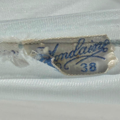 MONDAINE vintage 1940s Nightgown Slip Dress, powder blue nylon lingerie dress