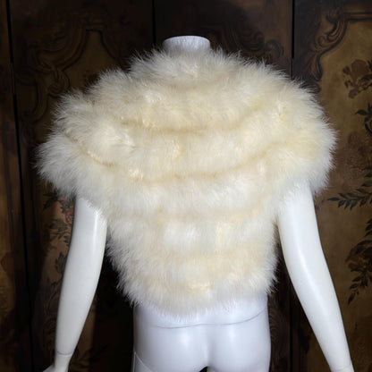LILLIE RUBIN Vintage Marabou Feather Cropped Jacket, 1980s Snowy White Bridal Wedding Evening Topper
